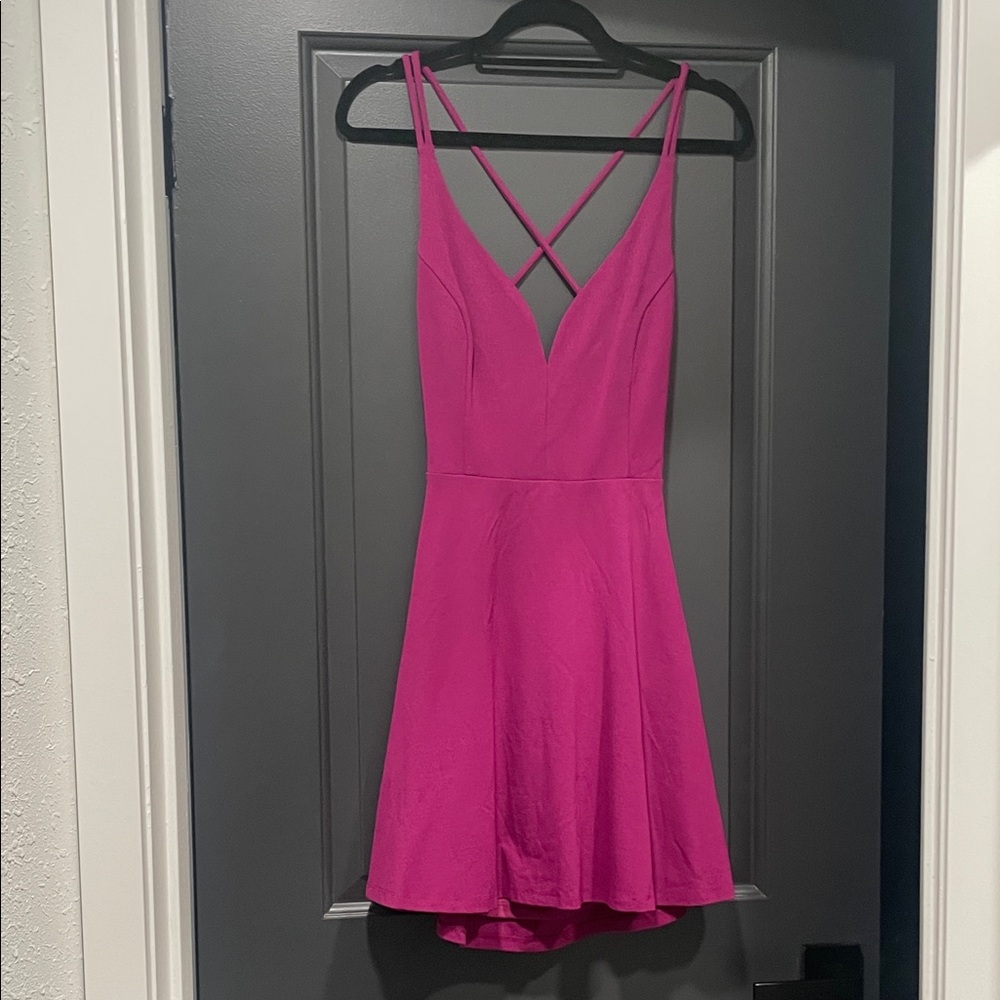Lulu's Vibrant Pink Strappy Mini Dress